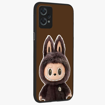 Brown Labubu Design Glass Case for 1+Nord Ce 2 Lite side perspective highlighting charming character detailing and smooth edges