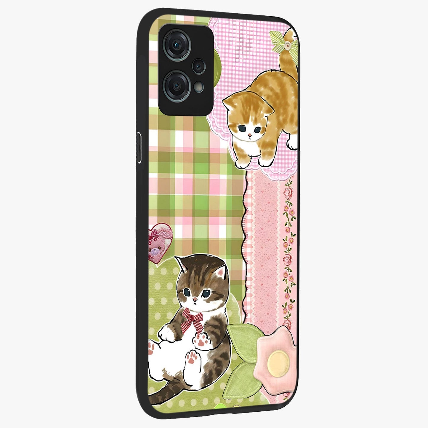 Cats Sweet Button Glass Case for 1+Nord Ce 2 Lite side perspective highlighting playful details and sleek premium build