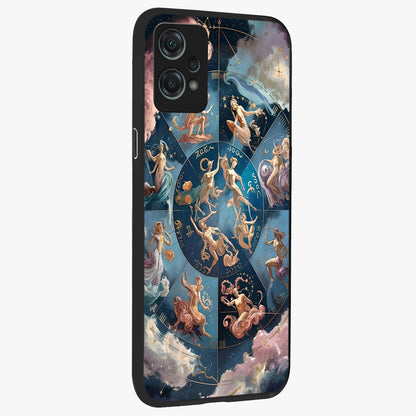 Celestial Signs Dance Glass Case for 1+Nord Ce 2 Lite side perspective highlighting flowing celestial patterns and sleek edges