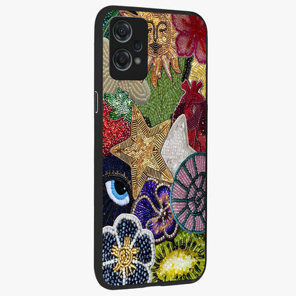 Cosmic Charm Shine Glass Case for 1+Nord Ce 2 Lite side perspective highlighting luminous detailing and sleek edge design