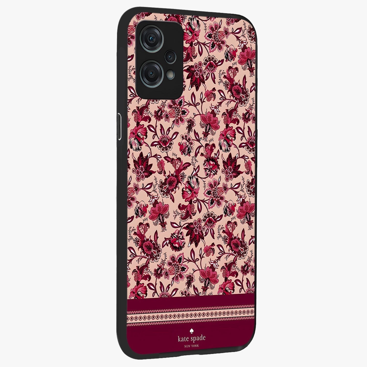 Crimson Rose Charm Glass Case for 1+Nord Ce 2 Lite side perspective highlighting delicate rose textures and smooth edges