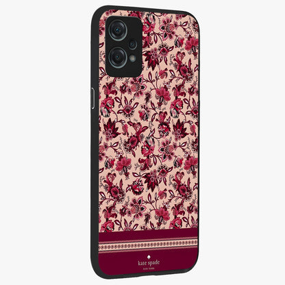 Crimson Rose Charm Glass Case for 1+Nord Ce 2 Lite side perspective highlighting delicate rose textures and smooth edges