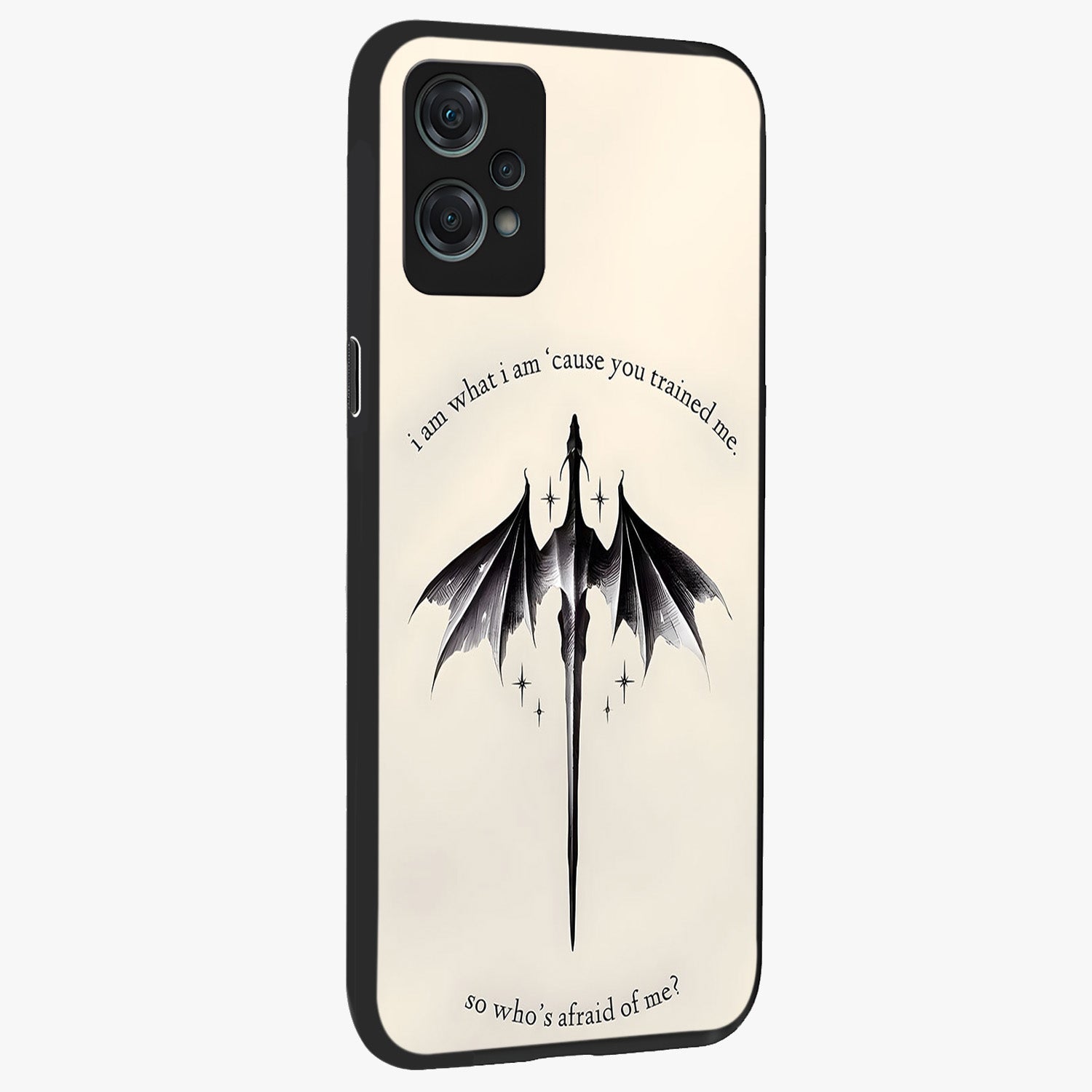 Dragon Quote Art Glass Case for 1+Nord Ce 2 Lite side perspective highlighting intricate dragon textures and sleek build