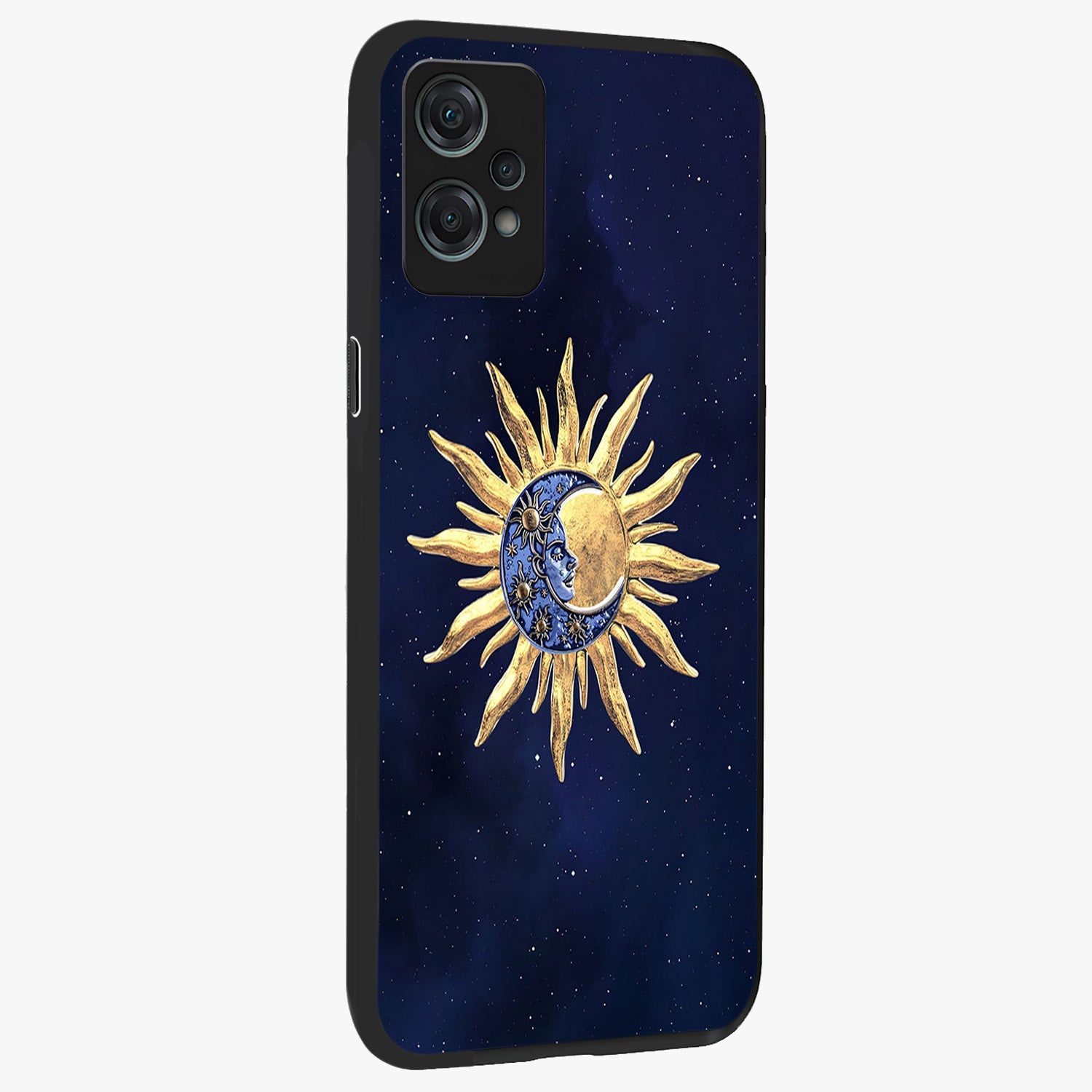 Eternal Cosmic Balance Glass Case for 1+Nord Ce 2 Lite side perspective highlighting intricate space detailing and smooth build