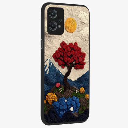 Eternal Nature Tapestry Glass Case for 1+Nord Ce 2 Lite side perspective highlighting woven texture design and premium edge finish