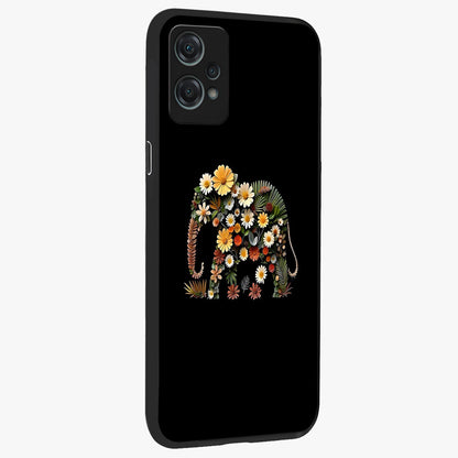 Floral Elephant Glass Case for 1+Nord Ce 2 Lite side perspective highlighting intricate artwork and smooth premium build