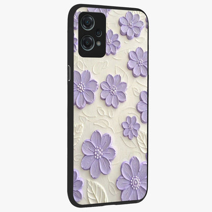 Floral Wall Art With Purple Flowers Glass Case for 1+Nord Ce 2 Lite side perspective highlighting delicate bloom details and premium build