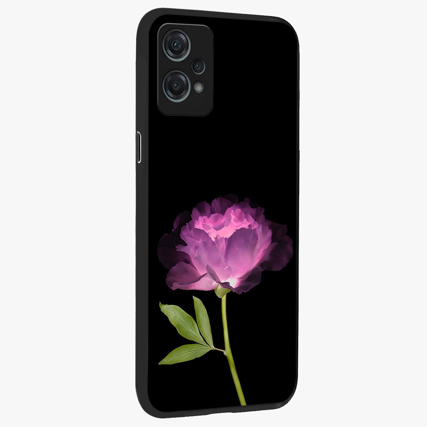 Glow Petal Bloom Glass Case for 1+Nord Ce 2 Lite side perspective highlighting glowing bloom textures and sleek edges