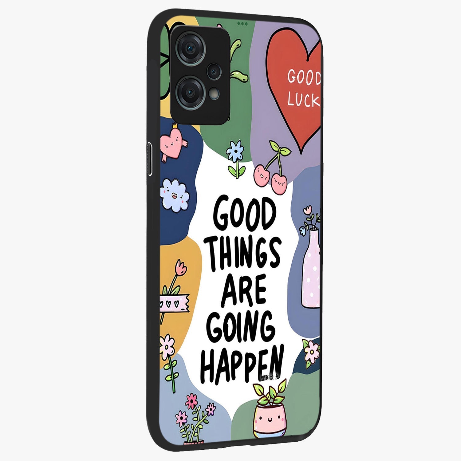 Good Thing Quote Glass Case for 1+Nord Ce 2 Lite side perspective highlighting bold text detailing and sleek premium build