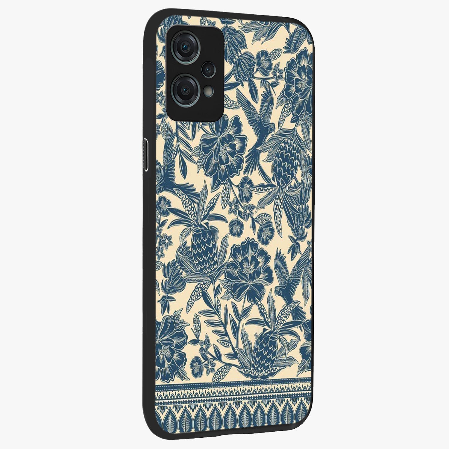 Heirloom Wild Bloom Glass Case for 1+Nord Ce 2 Lite side perspective highlighting intricate bloom detailing and premium build