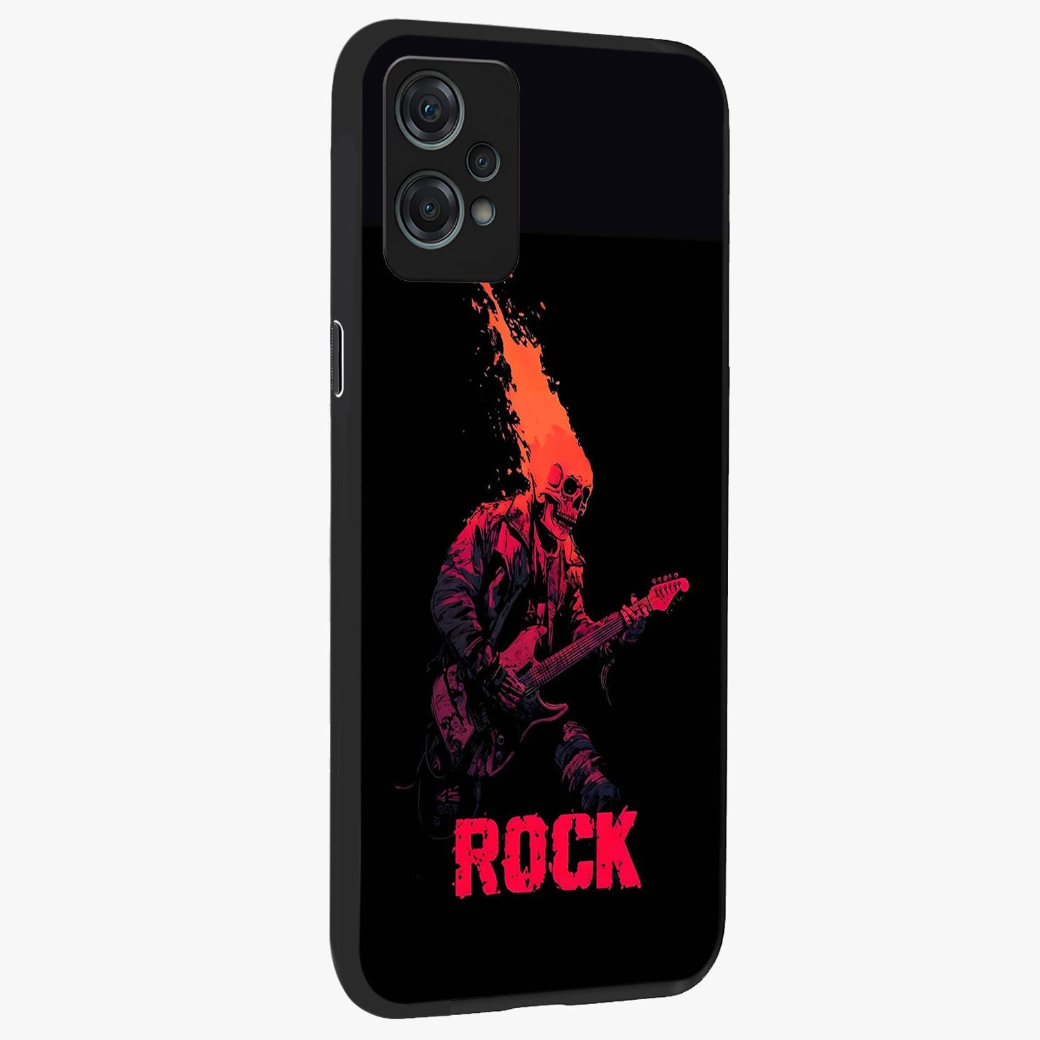 Hellfire Rock Anthem Glass Case for 1+Nord Ce 2 Lite displayed upright for powerful statement visibility and premium finish.