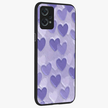 Lavender Paper Hearts Glass Case for 1+Nord Ce 2 Lite side perspective highlighting delicate heart textures and sleek build