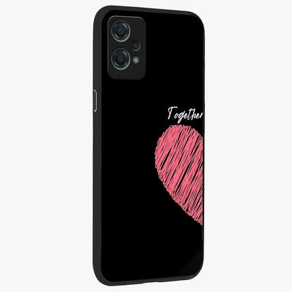 Love Forever Together Left Glass Case for 1+Nord Ce 2 Lite side perspective highlighting charming detailing and smooth build