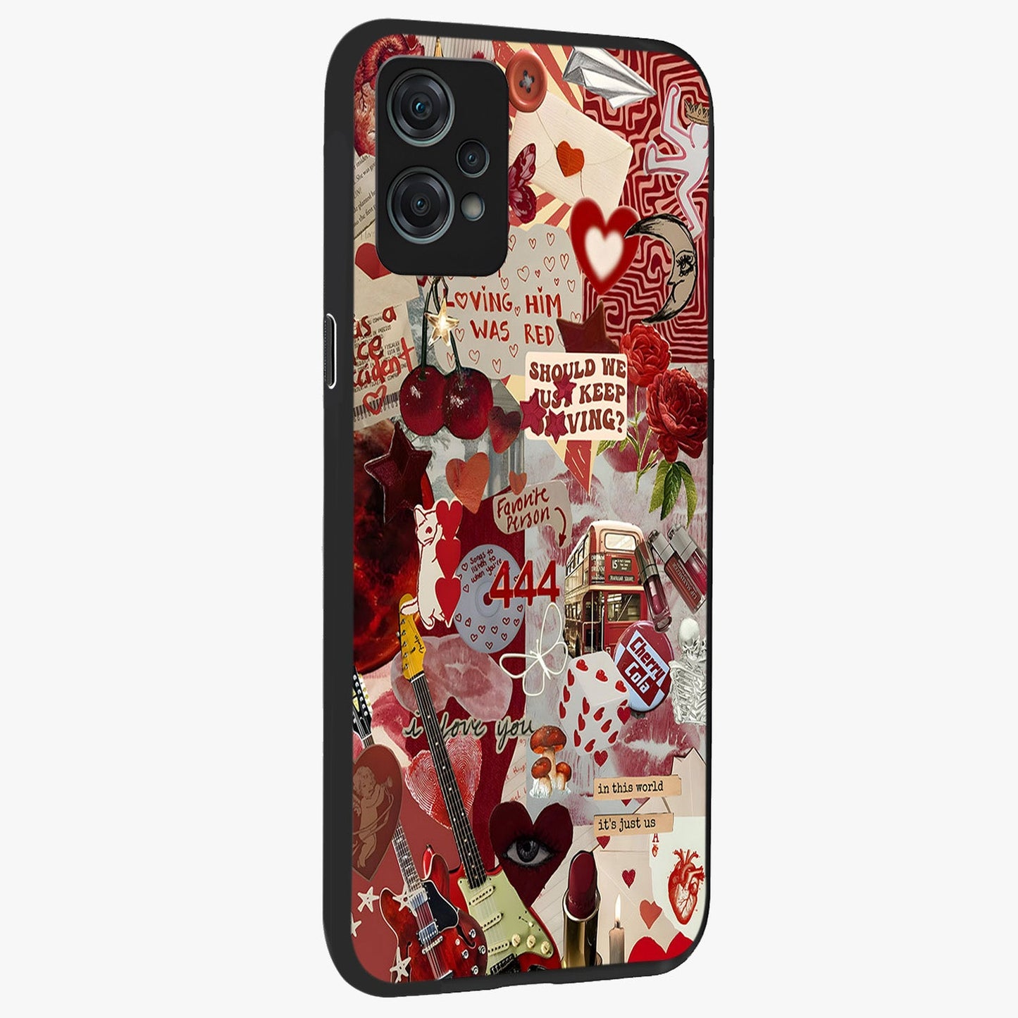 Lover’S Red Chaos Glass Case for 1+Nord Ce 2 Lite side perspective highlighting edgy detailing and premium build