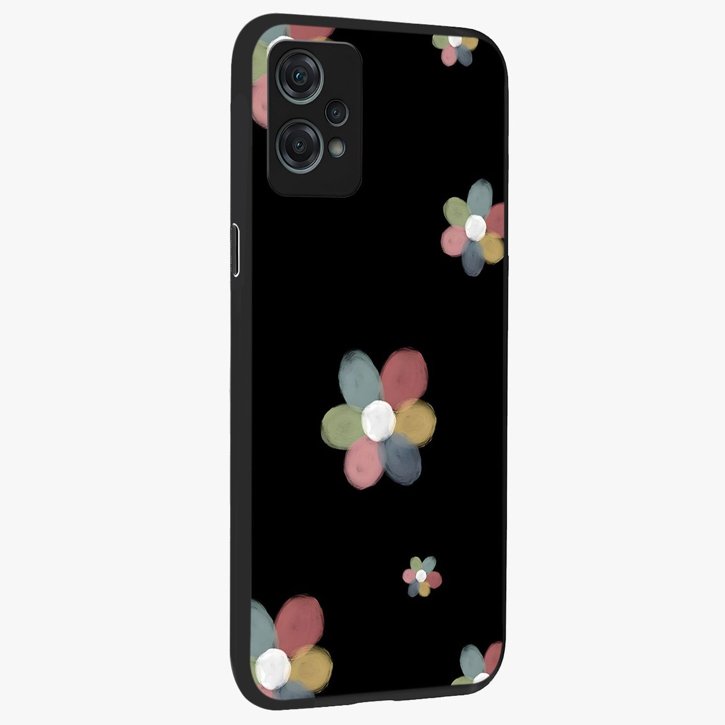 Minimal Floral Charm Glass Case for 1+Nord Ce 2 Lite side perspective highlighting refined minimal textures and smooth build