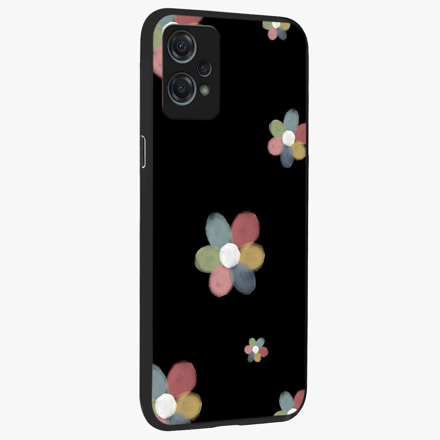 Minimal Floral Charm Glass Case for 1+Nord Ce 2 Lite side perspective highlighting refined minimal textures and smooth build