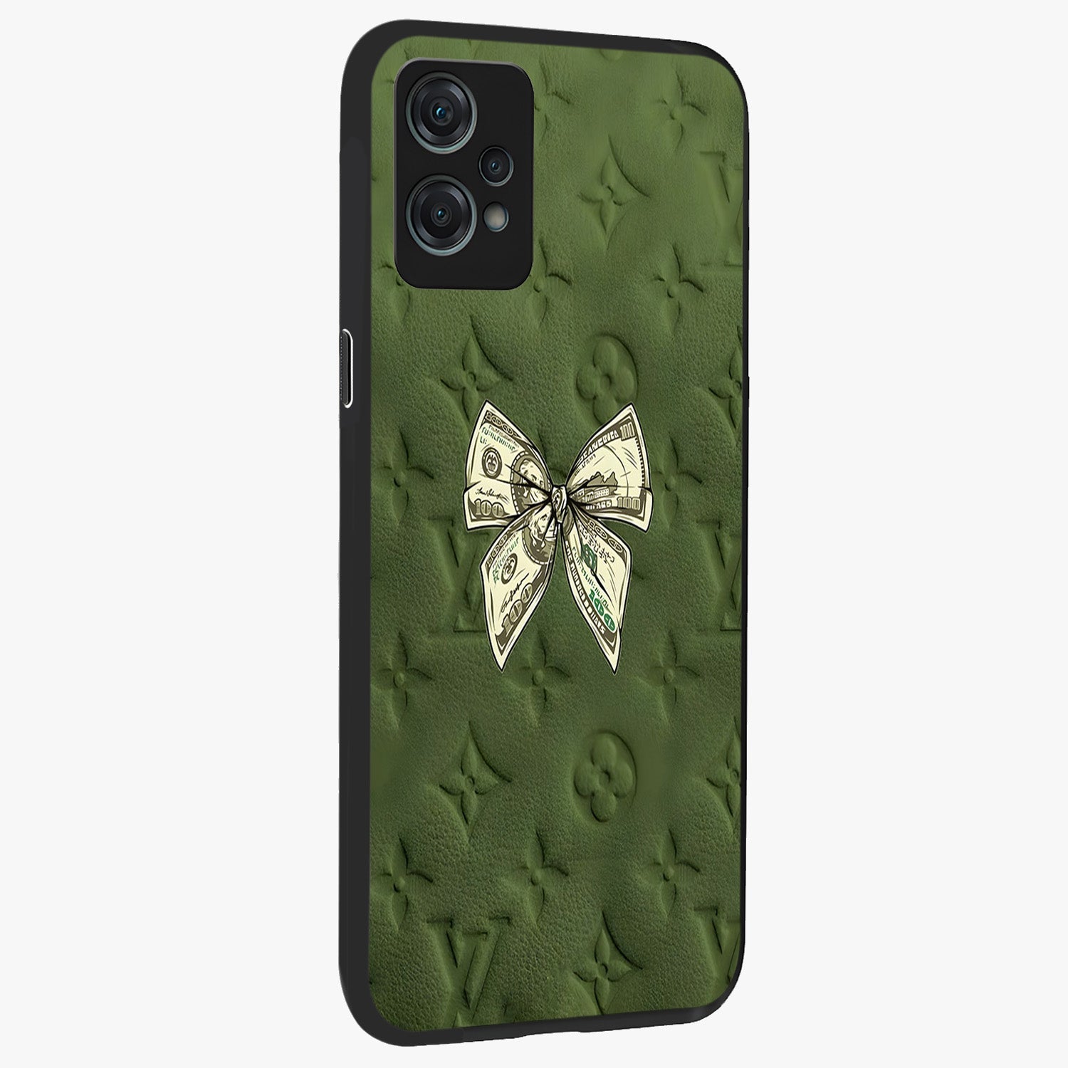 Money Bow Lv Glass Case for 1+Nord Ce 2 Lite side perspective highlighting stylish textures and sleek build