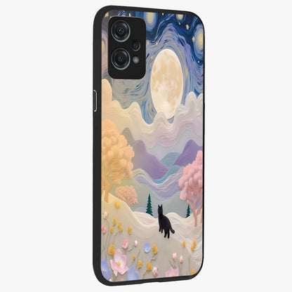 Moonlit Petal Path Glass Case for 1+Nord Ce 2 Lite side perspective highlighting refined bloom detailing and premium edges