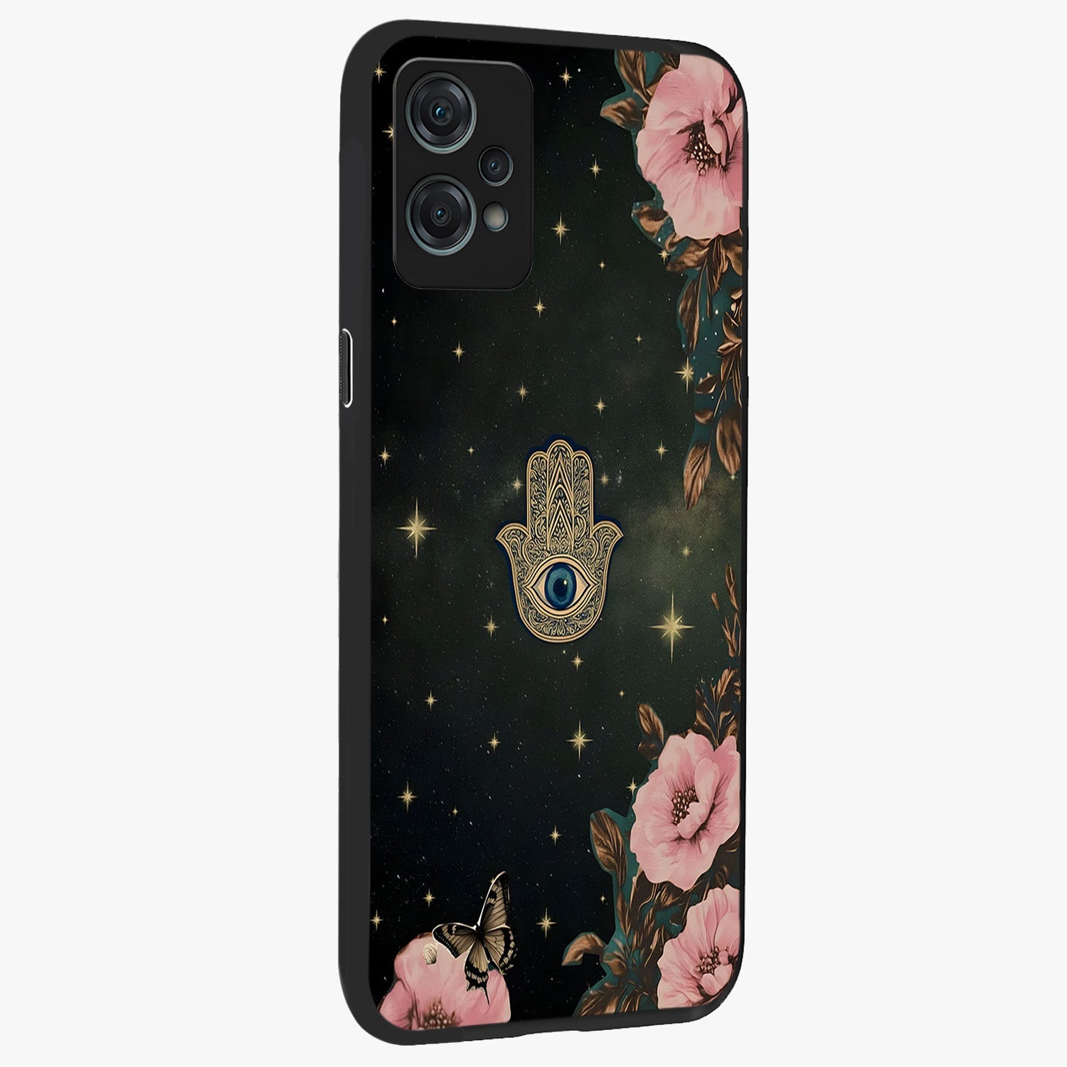 Mystic Bloom Protection Glass Case for 1+Nord Ce 2 Lite side perspective highlighting intricate bloom textures and sleek build