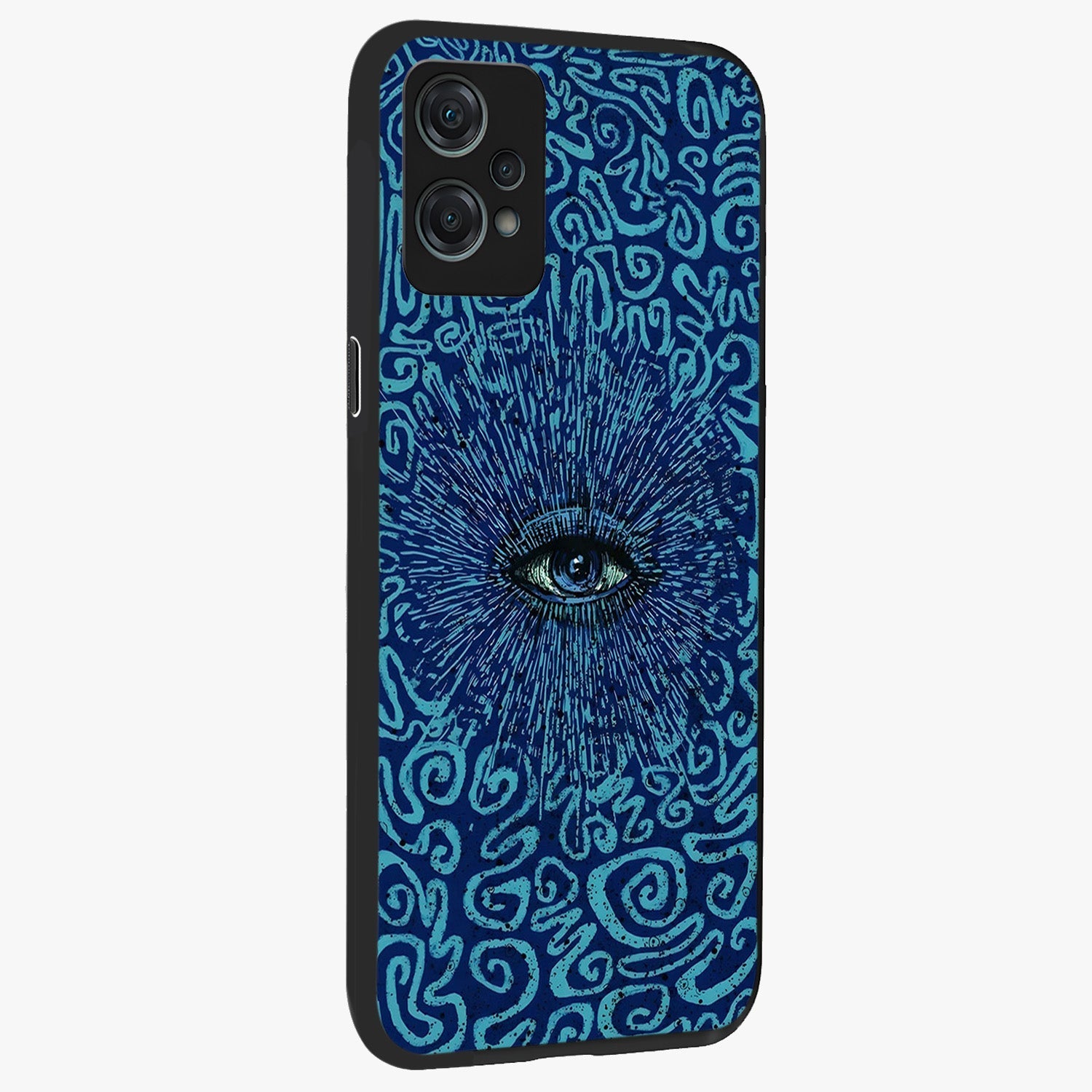 Mystic Inner Eye Glass Case for 1+Nord Ce 2 Lite side perspective highlighting bold detailing and smooth edges