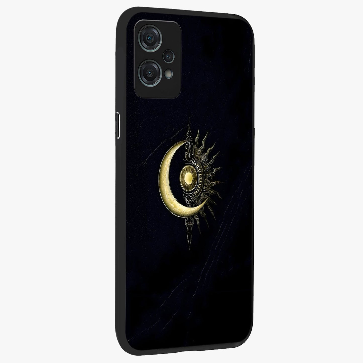 Mystic Lunar Flame Glass Case for 1+Nord Ce 2 Lite side perspective highlighting intense flame textures and premium build