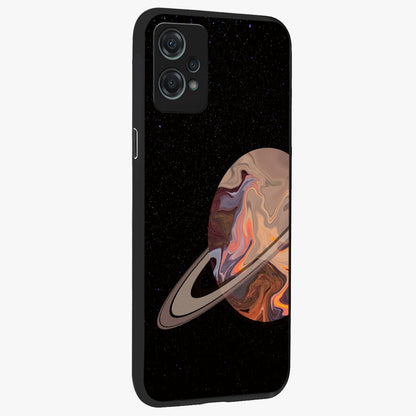 Mystic Saturn Aesthetic Glass Case for 1+Nord Ce 2 Lite side perspective highlighting planetary detailing and premium edge finish