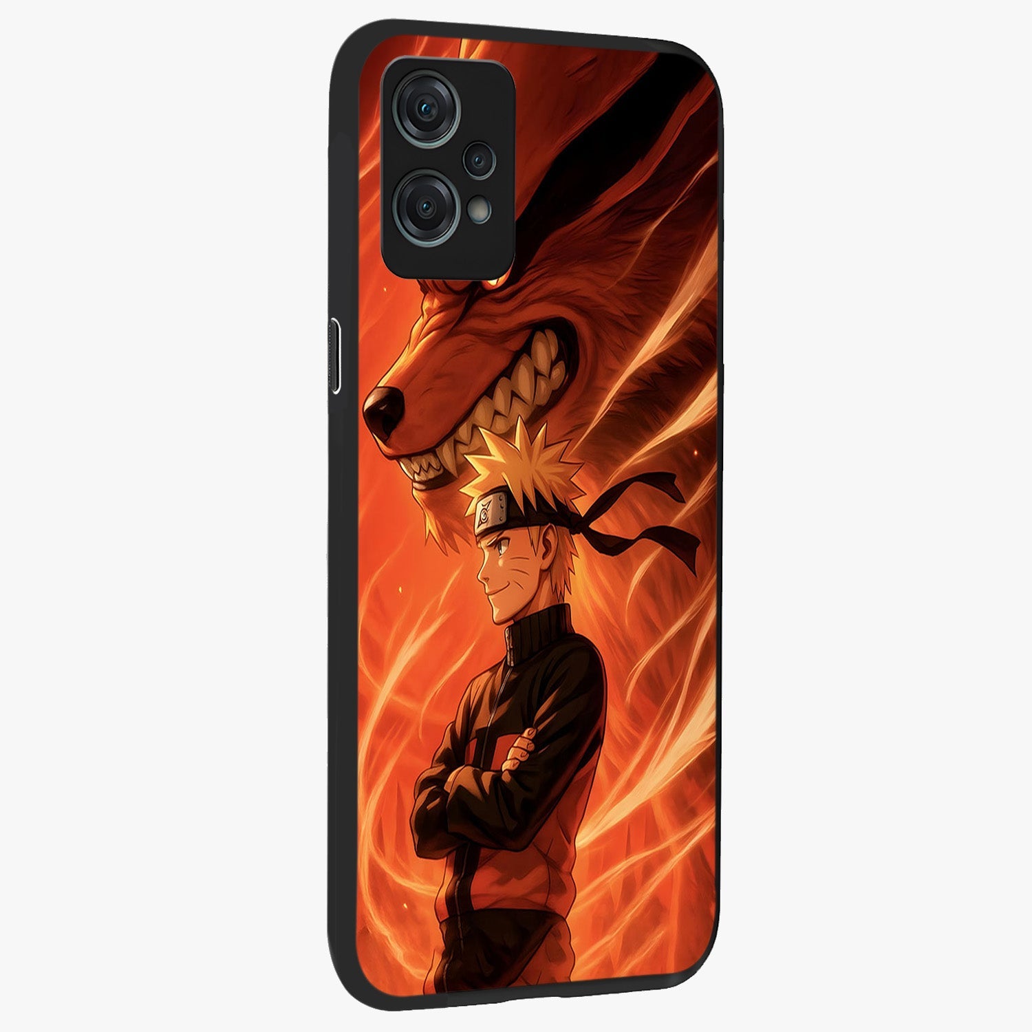 Nine Tails Legacy Glass Case for 1+Nord Ce 2 Lite side perspective highlighting detailed character textures and premium edges