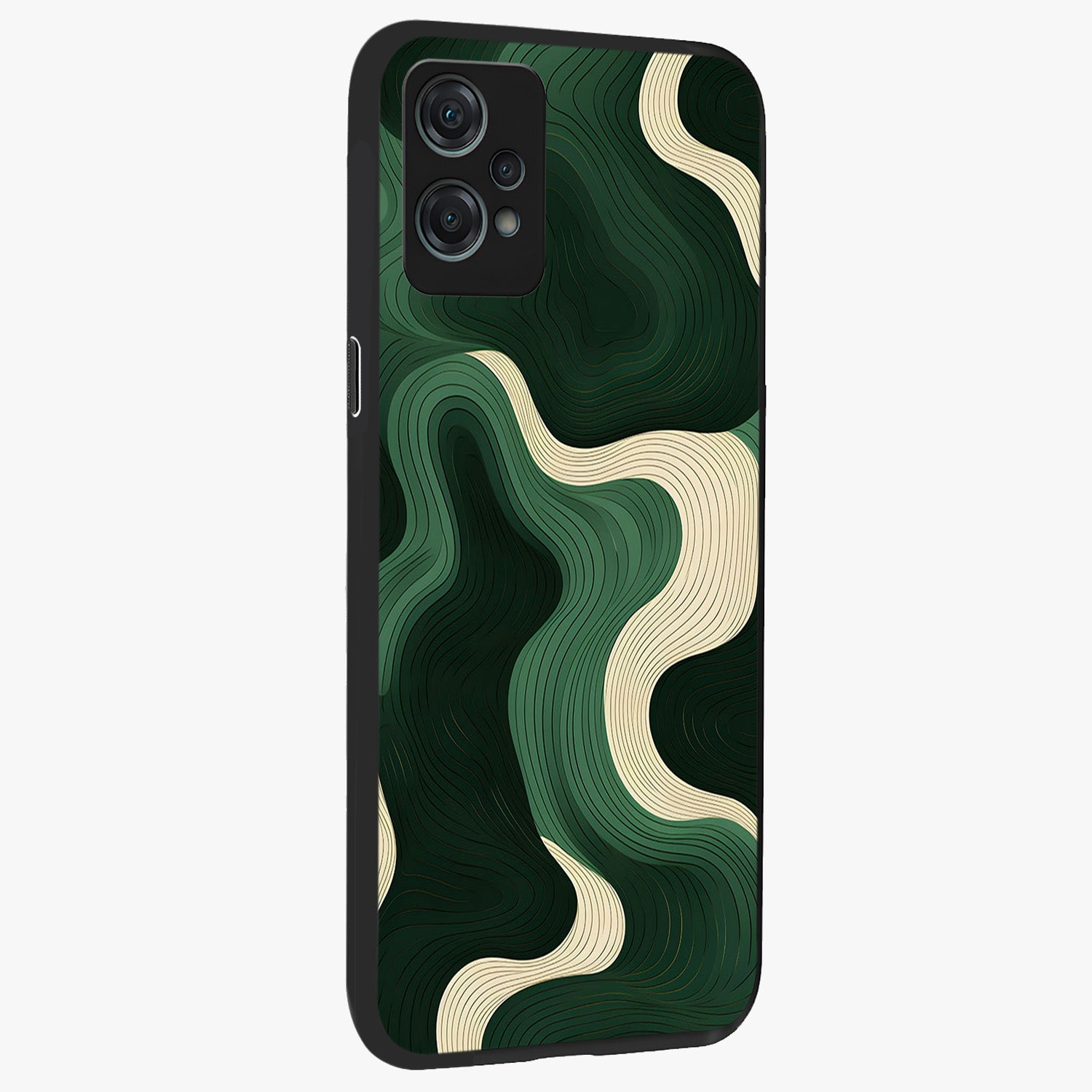 Organic Swirl Design Glass Case for 1+Nord Ce 2 Lite side perspective highlighting fluid textures and premium edges
