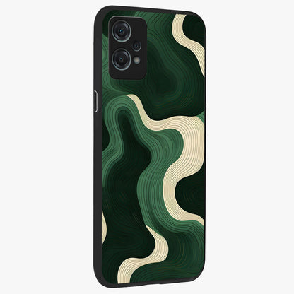 Organic Swirl Design Glass Case for 1+Nord Ce 2 Lite side perspective highlighting fluid textures and premium edges