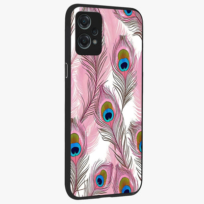 Peacock Feathers Floating Glass Case for 1+Nord Ce 2 Lite side perspective highlighting soft feather textures and smooth build