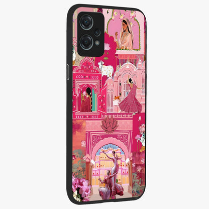Pink Palace Muse Glass Case for 1+Nord Ce 2 Lite side perspective highlighting graceful textures and sleek premium build