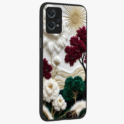 Radiant Bloom Elegance Glass Case for 1+Nord Ce 2 Lite side perspective highlighting delicate petal textures and premium edges