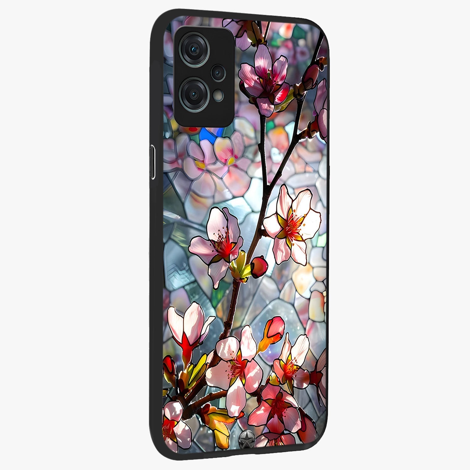Radiant Bloom Glow Glass Case for 1+Nord Ce 2 Lite side perspective highlighting radiant textures and sleek premium build