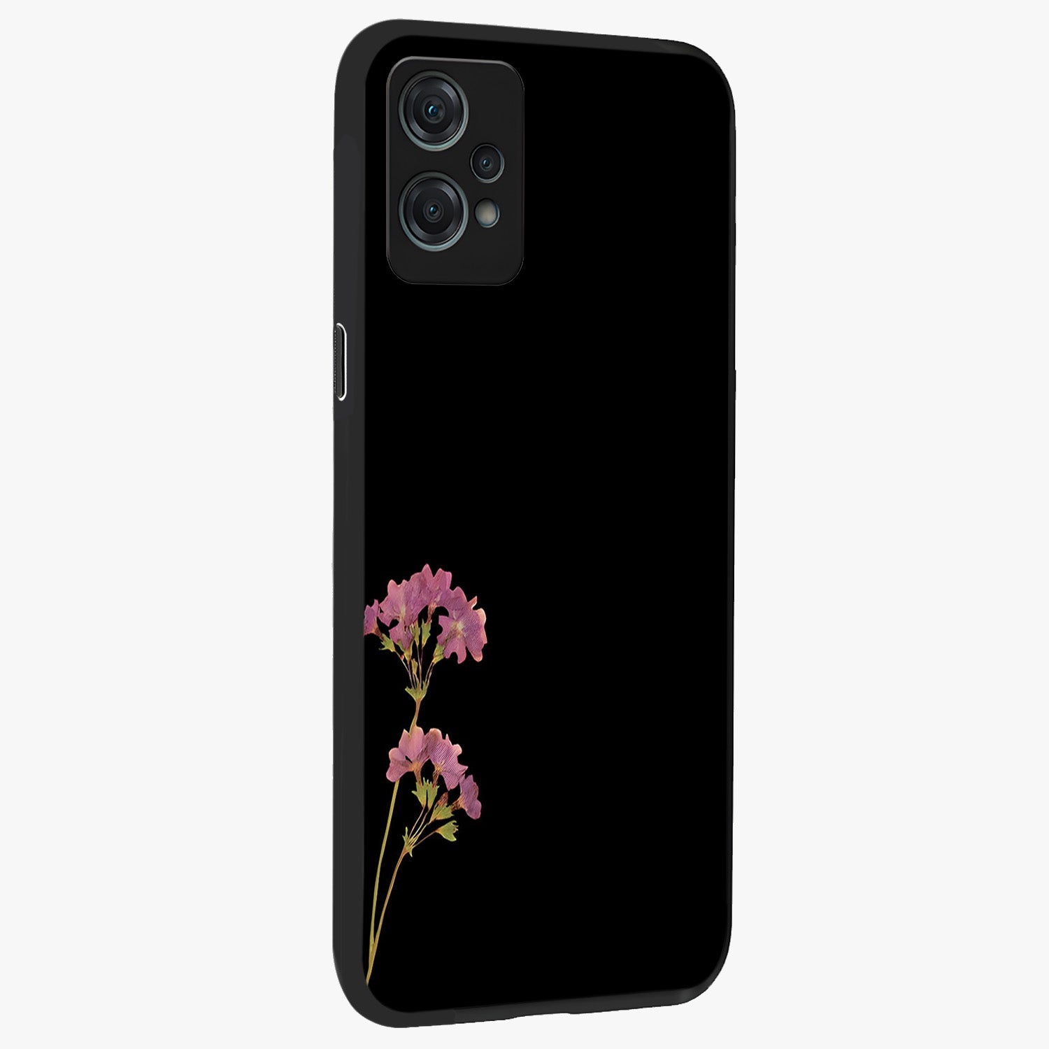 Riching Lavender Flower Glass Case for 1+Nord Ce 2 Lite side perspective highlighting delicate bloom textures and premium edges