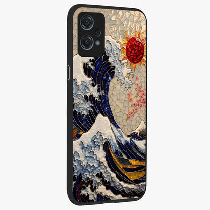 Rising Wave Glory Glass Case for 1+Nord Ce 2 Lite side perspective highlighting fluid wave textures and sleek premium build