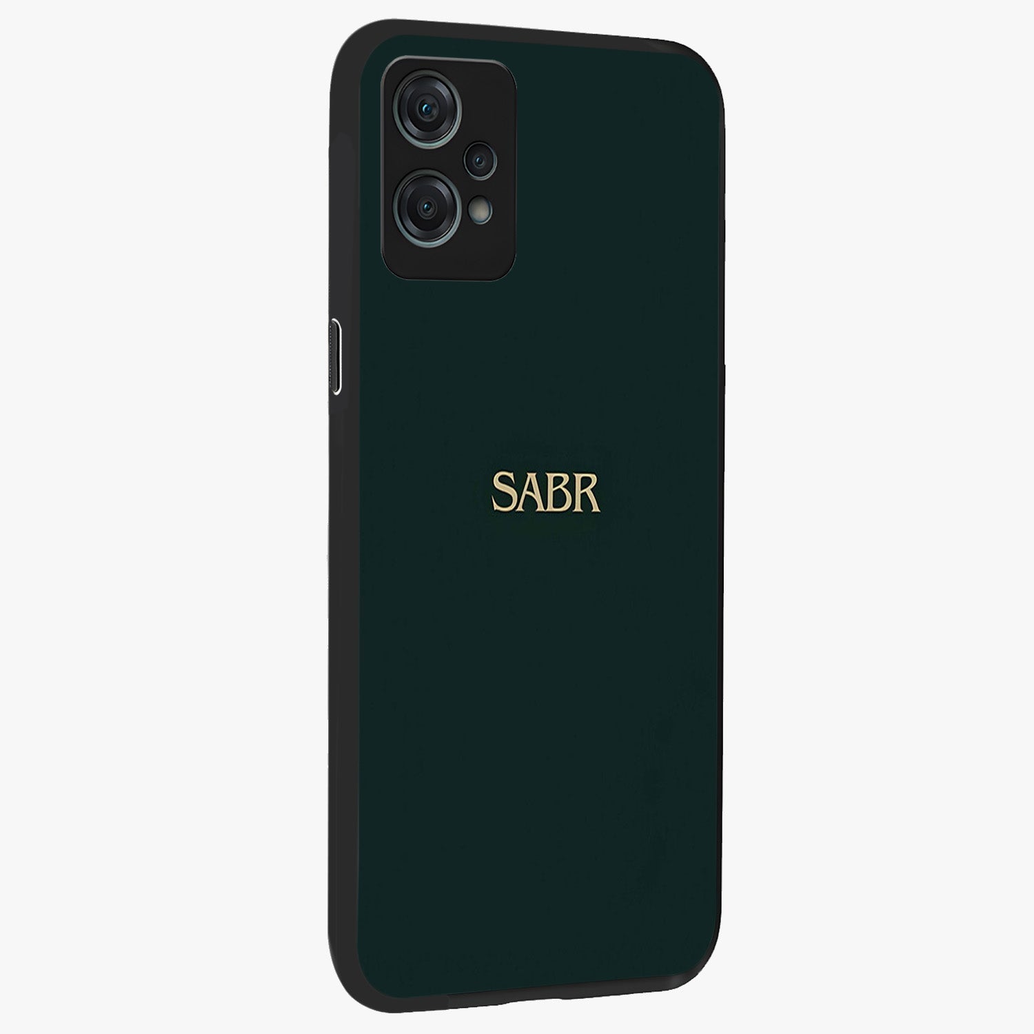 Sabr Minimal Patience Glass Case for 1+Nord Ce 2 Lite side perspective highlighting elegant text detailing and sleek build