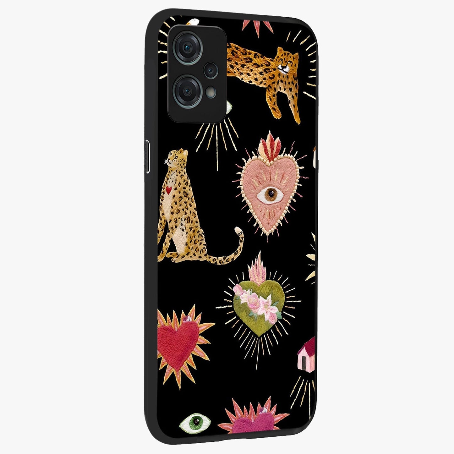 Sacred Jungle Heart Glass Case for 1+Nord Ce 2 Lite side perspective highlighting lush textures and premium edges