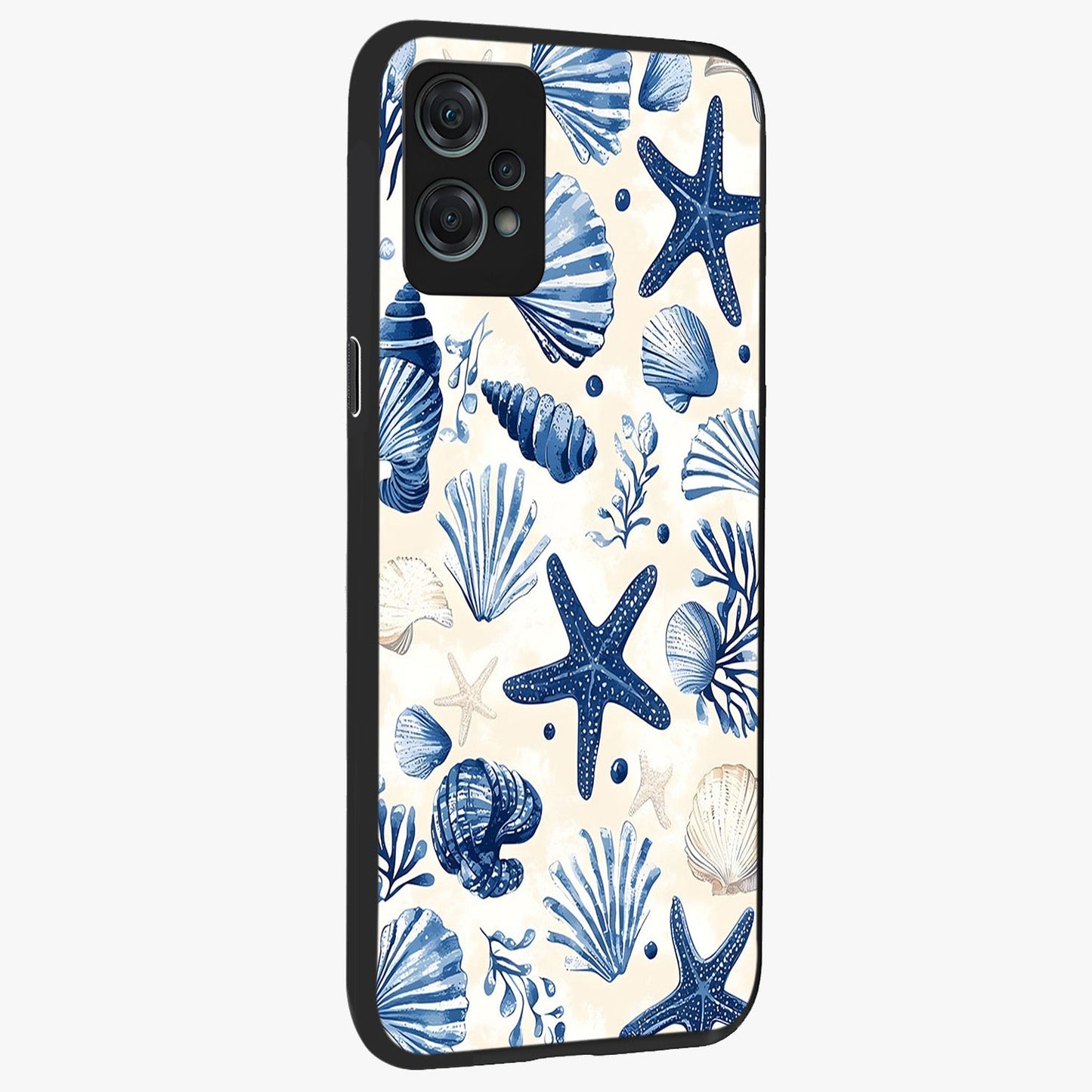 Seaside Starfish Magic Glass Case for 1+Nord Ce 2 Lite side perspective highlighting playful beach textures and sleek build