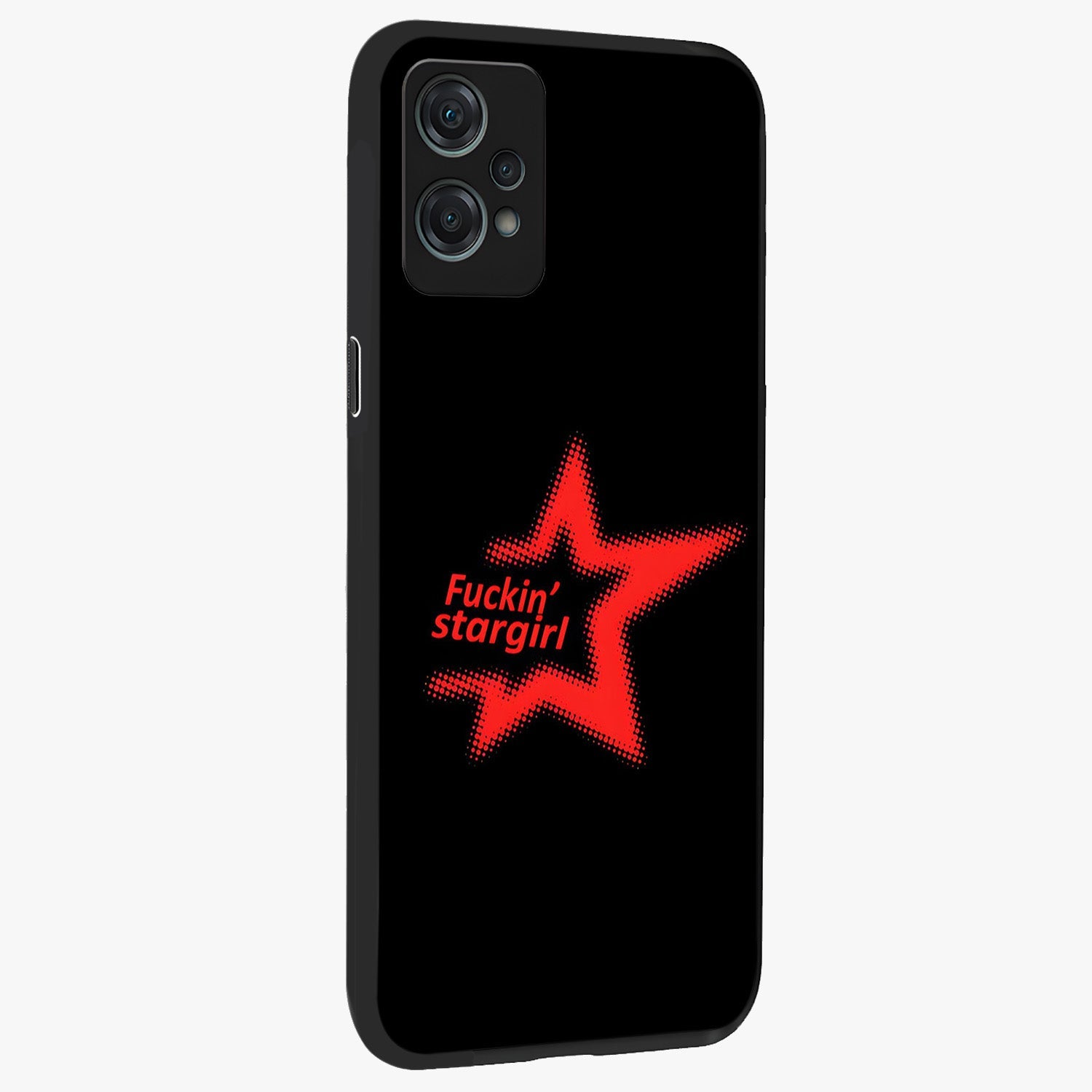 Starboy and Stargirl Energy Glass Case for 1+Nord Ce 2 Lite side perspective highlighting dynamic illustration textures and premium edges
