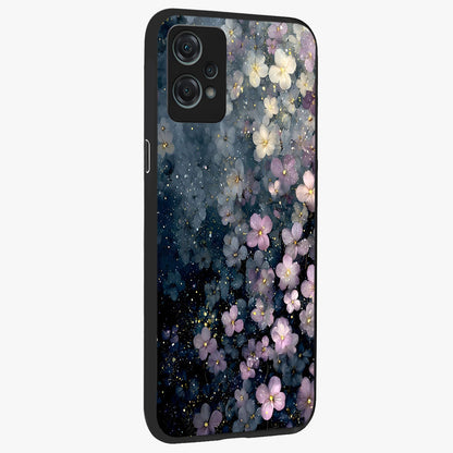 Starlit Blossom Dreams Glass Case for 1+Nord Ce 2 Lite side perspective highlighting delicate bloom textures and smooth build