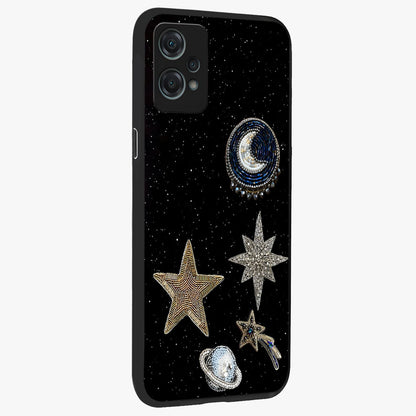 Starlit Cosmic Dreams Glass Case for 1+Nord Ce 2 Lite side perspective highlighting luminous textures and premium edges