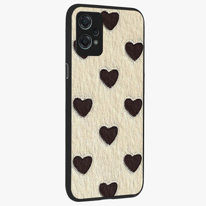 Textured Love Pattern Glass Case for 1+Nord Ce 2 Lite side perspective highlighting soft textures and smooth premium build