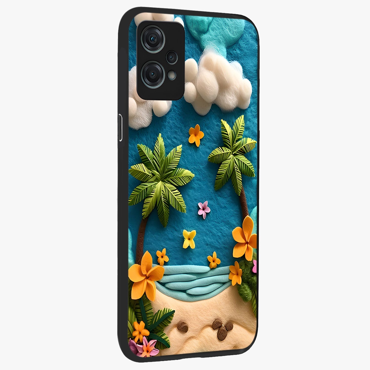 Tropical Felt Escape Glass Case for 1+Nord Ce 2 Lite side perspective highlighting lush textures and smooth build