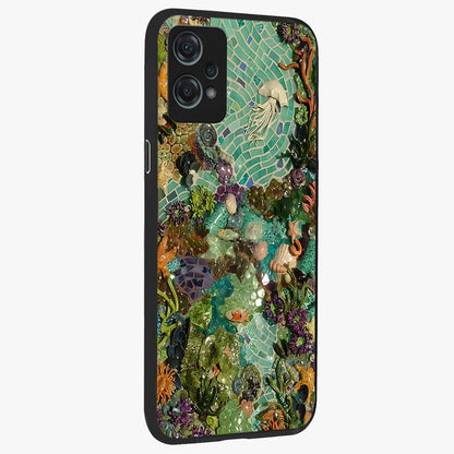 Underwater Mosaic Art Glass Case for 1+Nord Ce 2 Lite side perspective highlighting detailed tile textures and premium edges