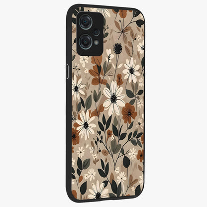 Vector Flowers Glass Case for 1+Nord Ce 2 Lite side perspective highlighting smooth floral textures and premium edges