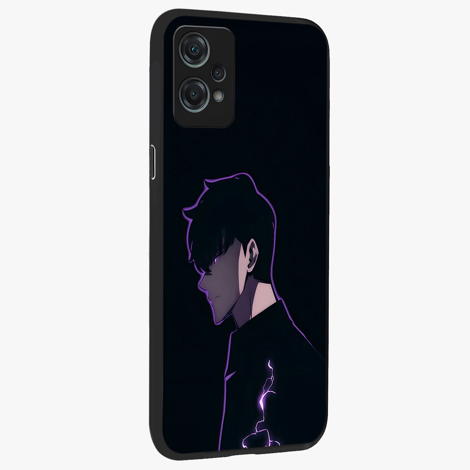 Void Lightning Phantom Glass Case for 1+Nord Ce 2 Lite side perspective highlighting sharp energy textures and premium edges