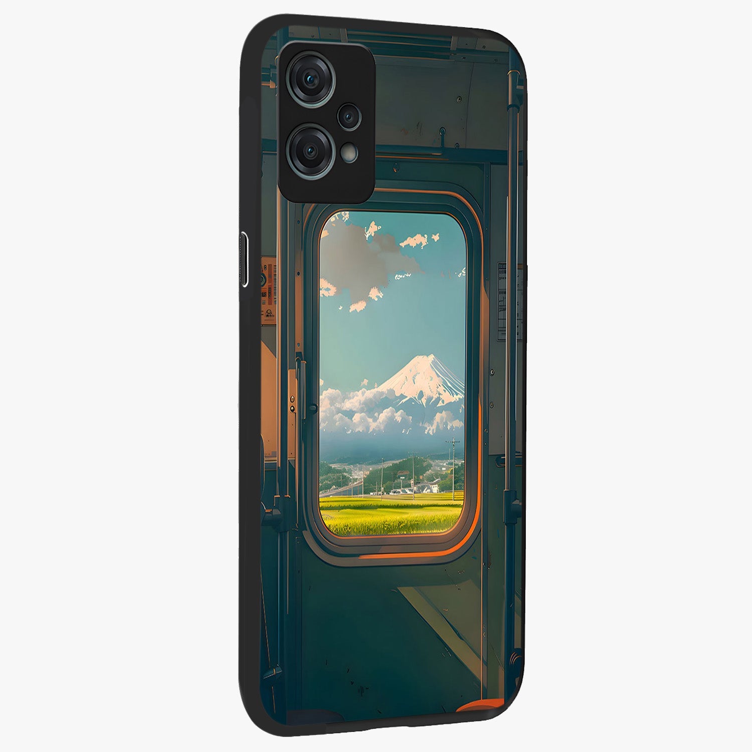 Window to Fuji Glass Case for 1+Nord Ce 2 Lite side perspective highlighting detailed horizon textures and smooth premium build