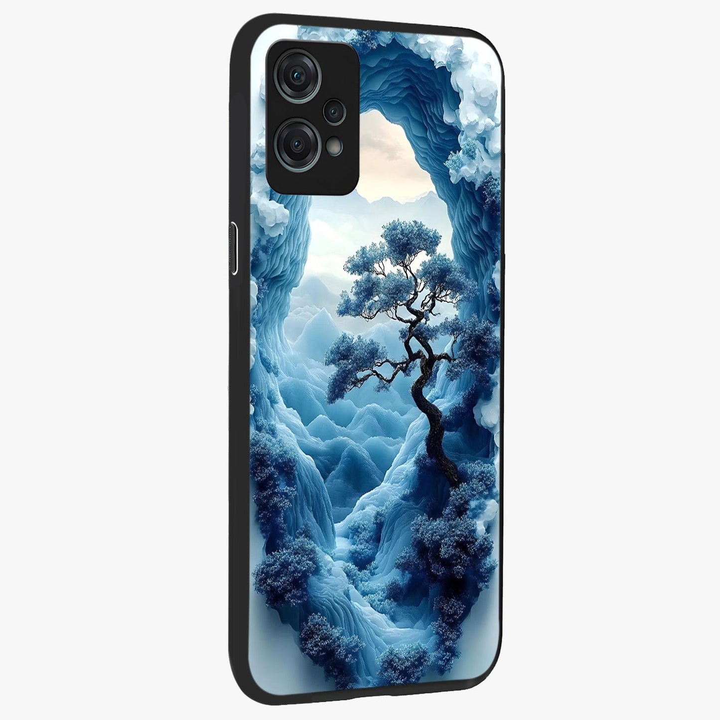 Winter Gate View Glass Case for 1+Nord Ce 2 Lite side perspective highlighting calm scenic textures and premium edges