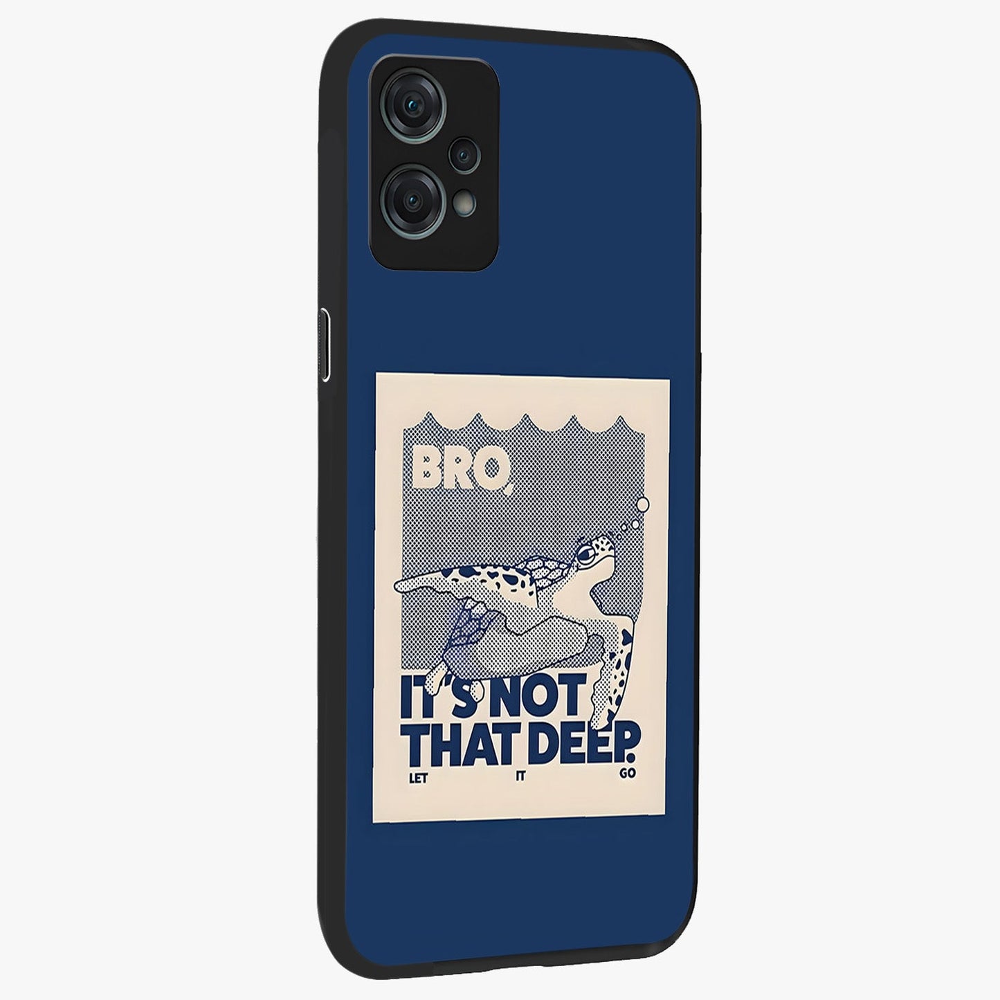Worry Less Swim Glass Case for 1+Nord Ce 2 Lite side perspective highlighting clean text detailing and sleek premium build