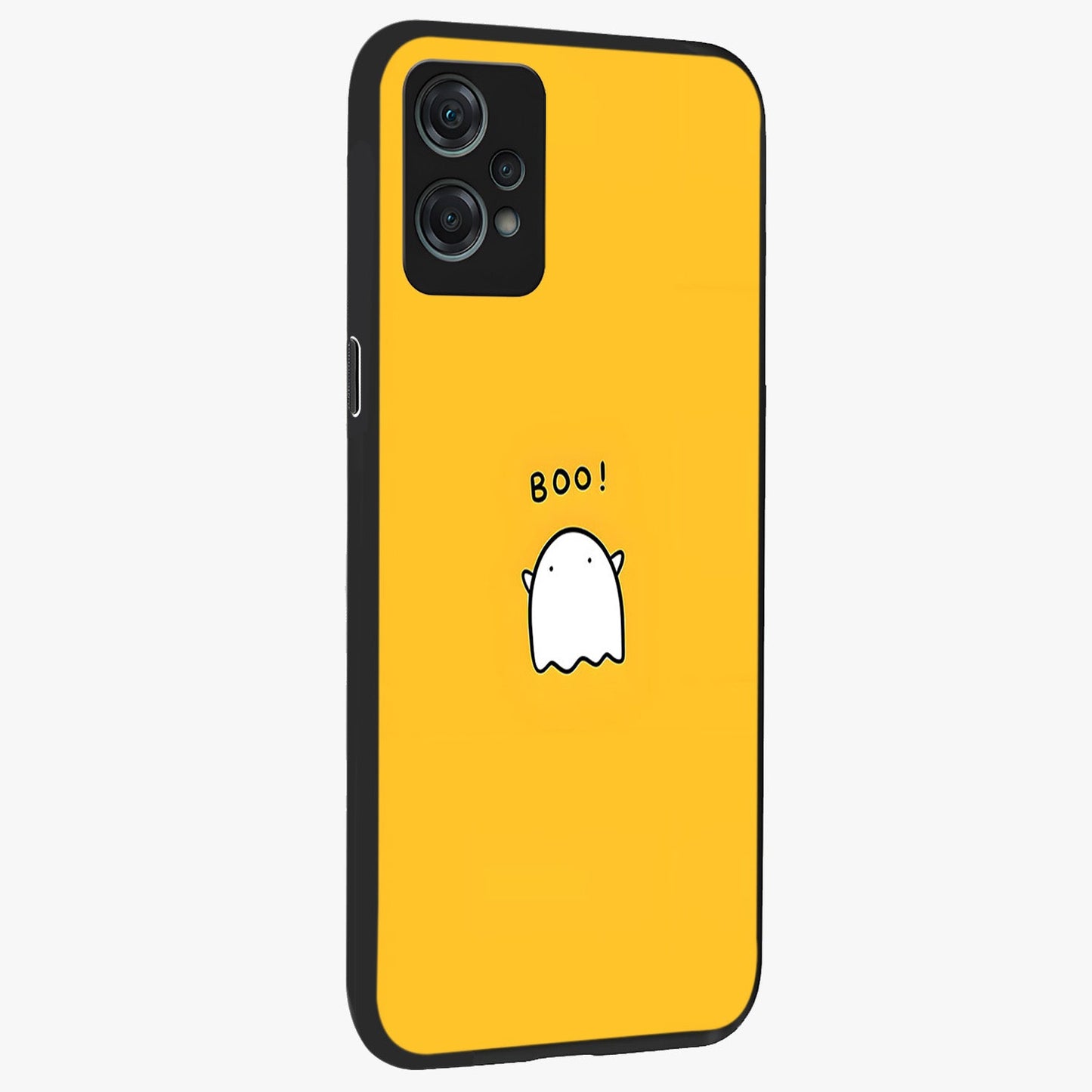 Yellow Boo Ghost Glass Case for 1+Nord Ce 2 Lite side perspective highlighting lively textures and premium edges